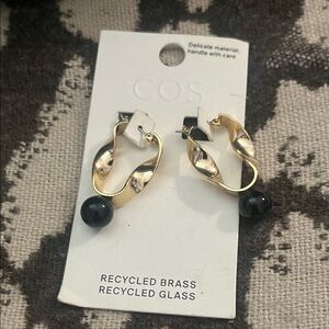 COS Gold and Black Twisted Earrings